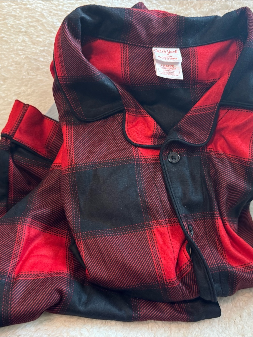 Cat & Jack Red and Black Plaid Kids Pajama Set